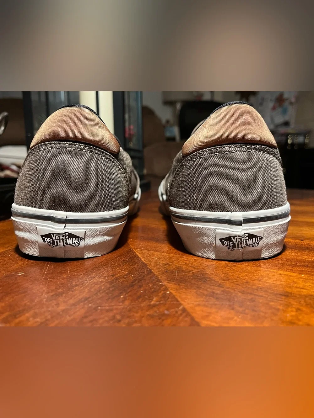 Vans Asher Deluxe Confort Slip-On Canvas Sneakers - Walnut with White Sole